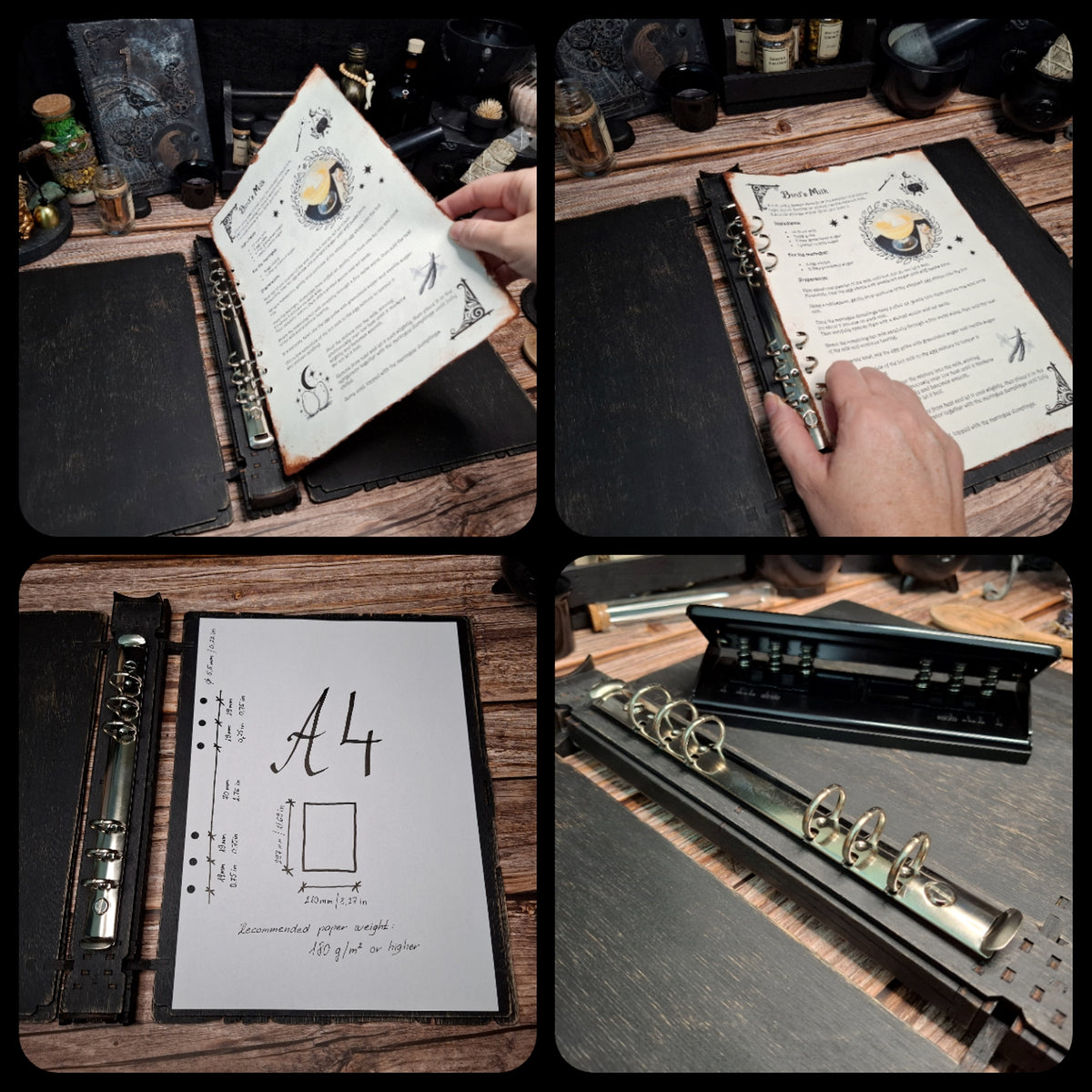 Using the My Spellbound Recipes wooden binder to organize and store recipe pages
